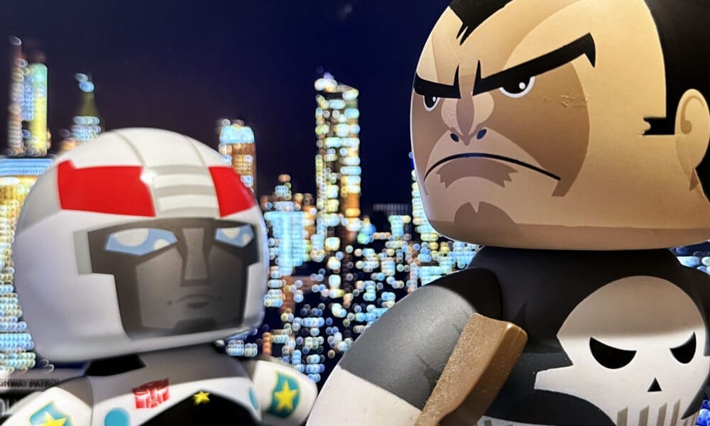 Mighty Muggs Transformers Prowl and Marvel The Punisher