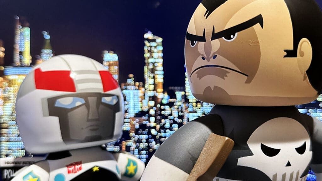Mighty Muggs Transformers Prowl and Marvel The Punisher